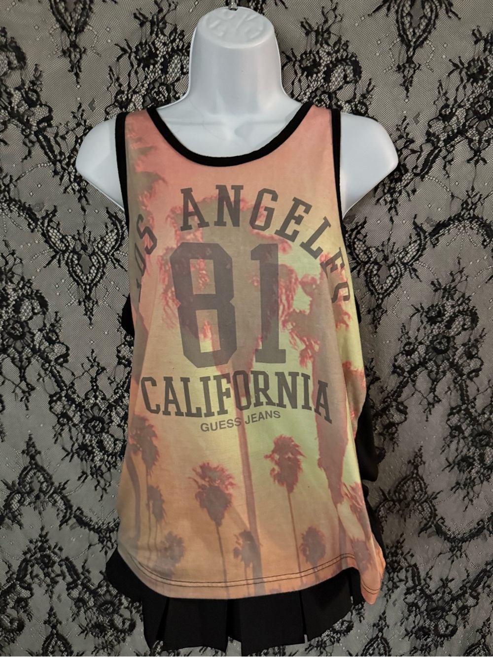 GUESS Orange Tie-Dye 'Los Angeles 81' Tank Top